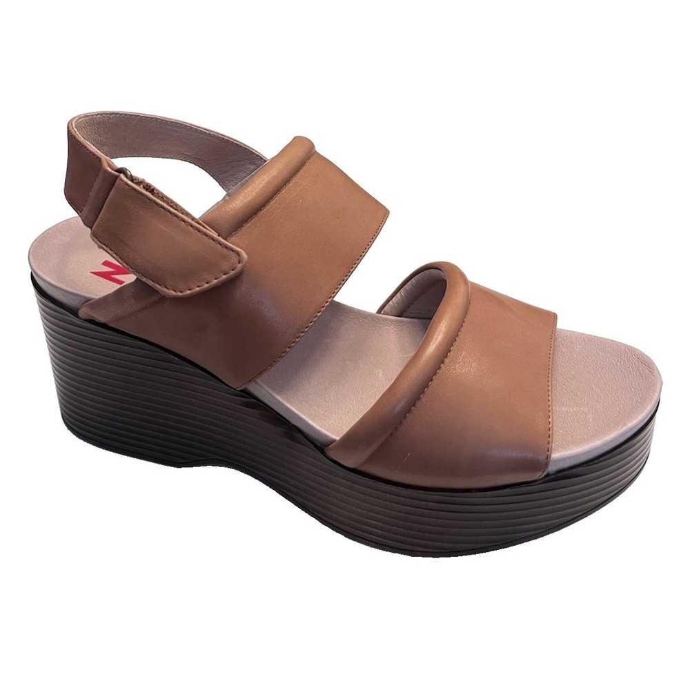 New NATIONAL COMFORT Sz 10 Alisa Tan Genuine Leather Strappy Wedge Sandal NWOB